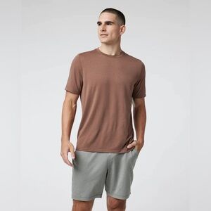 $58 Vuori Strato Tech Tee Men’s Super Soft Stretch T-Shirt in Clove Heather XL